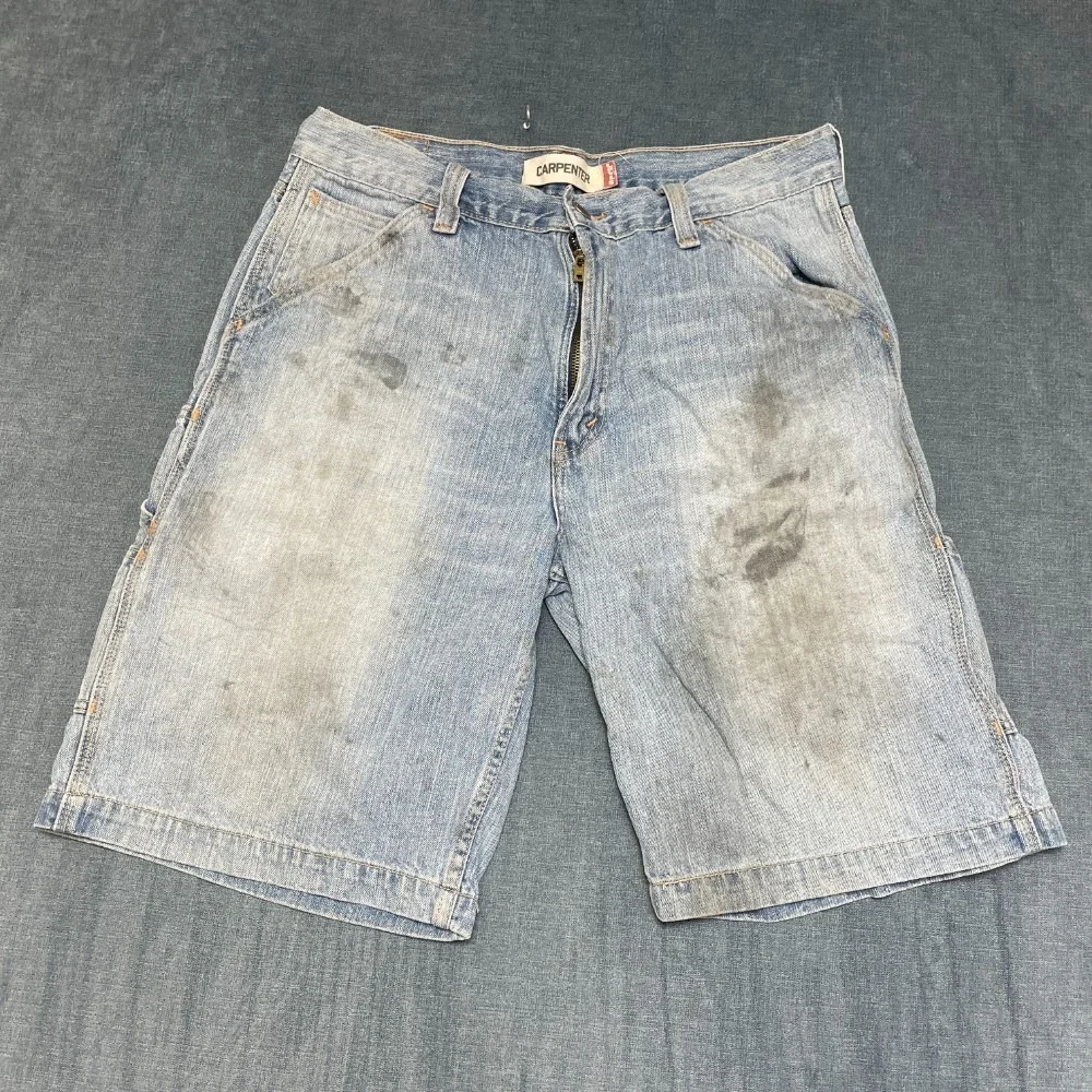 Levi's Carpenter Shorts Mens 35 Blue Denim Straight Leg Workwear Mid Rise Summer